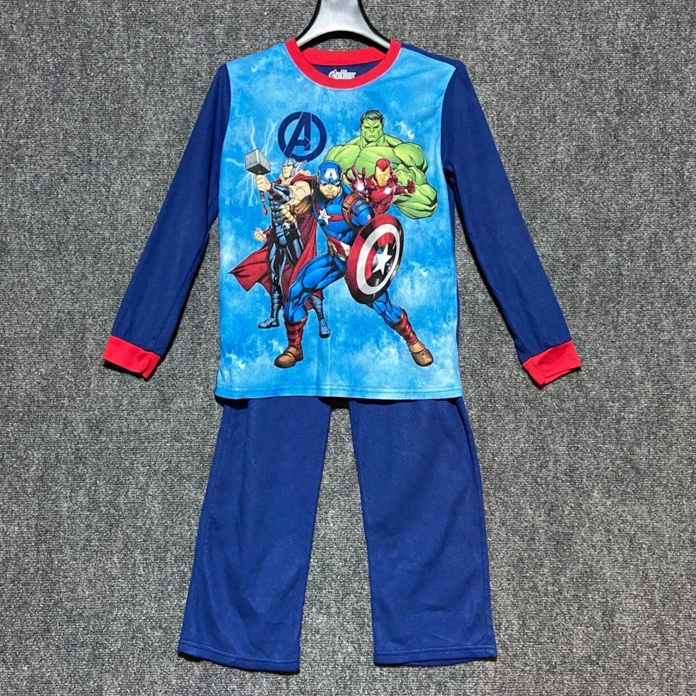 Boys Marvel Avengers Pajamas Size 10 12 Long‎ Sleeve Flame Resistant Sleepwear